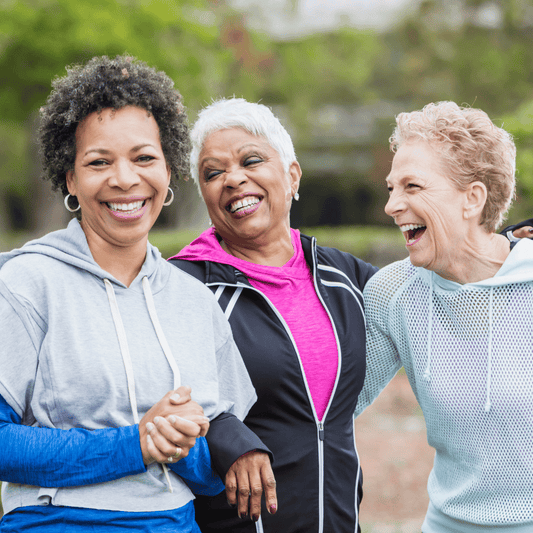 3 Black women exercising outdoors and smiling weekend activities can boost health shinethrivegrow.com