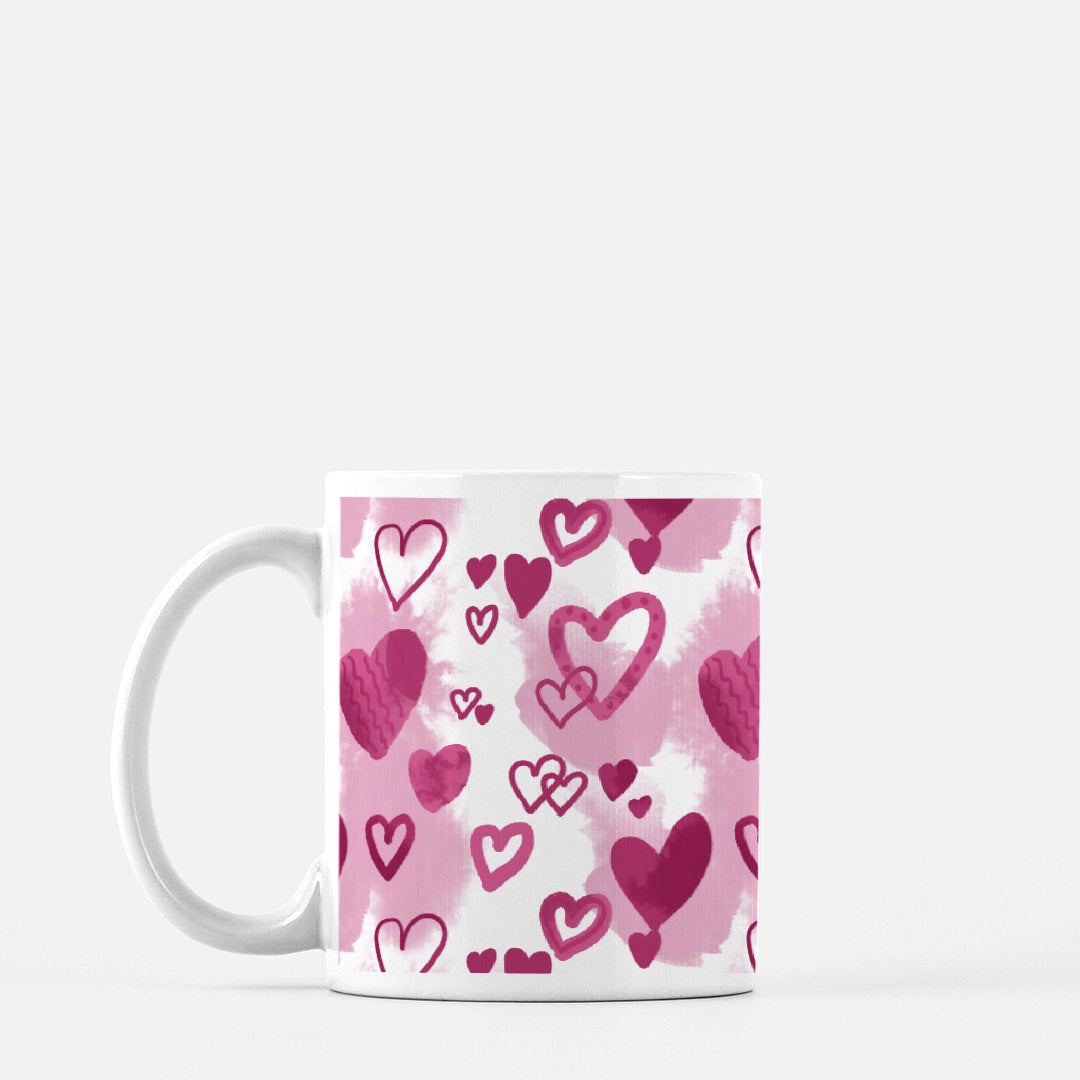 Pink Hearts Mug 11oz.