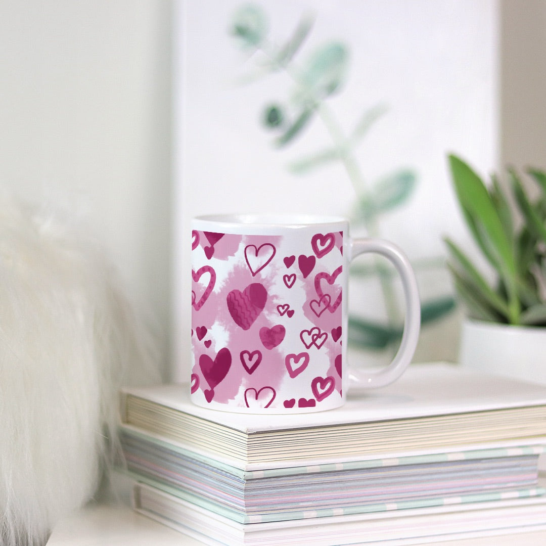 Pink Hearts Mug 11oz.