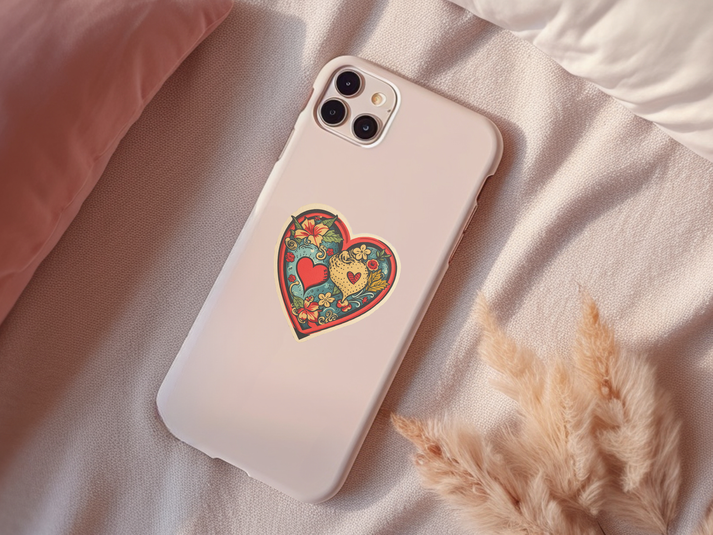 Retro Hearts Within Heart Vinyl Sticker