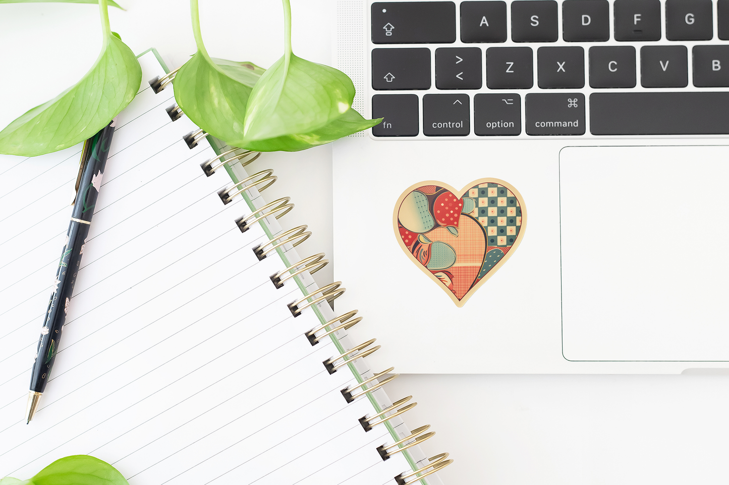 Retro Patterned Heart Vinyl Sticker