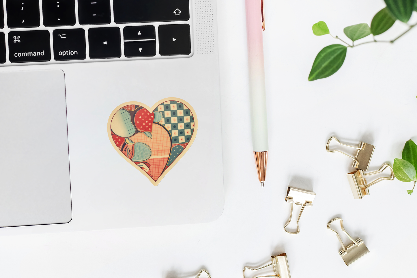 Retro Patterned Heart Vinyl Sticker