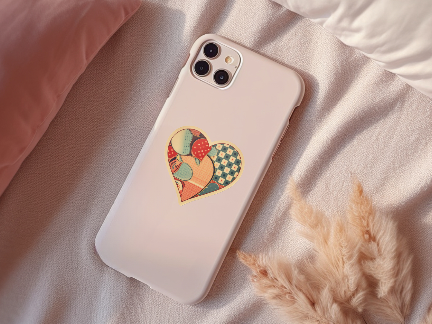 Retro Patterned Heart Vinyl Sticker