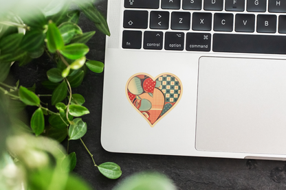 Retro Patterned Heart Vinyl Sticker