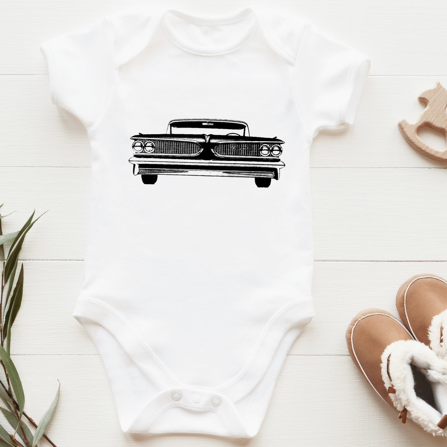 Baby Onesie Classic Car White Gender Neutral