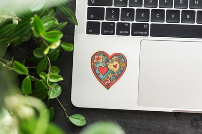 Retro Hearts Within Heart Vinyl Sticker